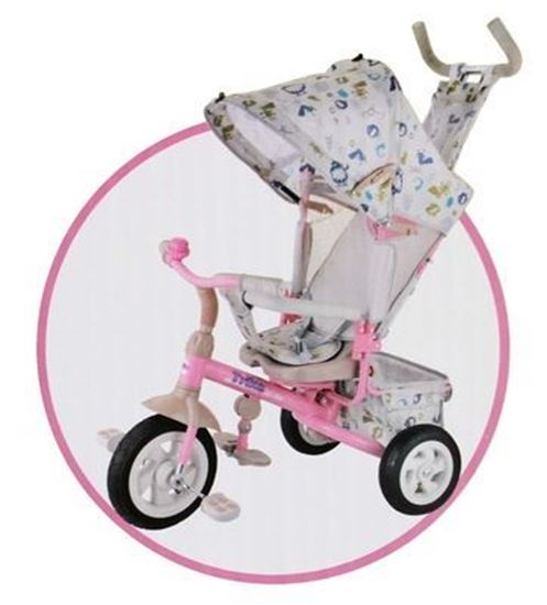 Велосипед трехколесный Trike с розовой металлической рамой, родительской ручкой и надувными колесами